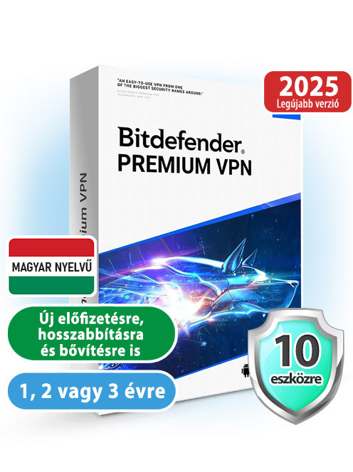 Bitdefender VPN Premium 10 eszközre, 1 évre