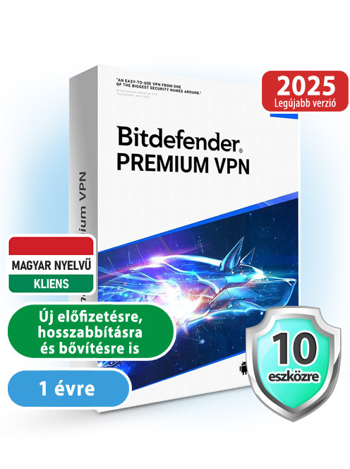 Bitdefender VPN Premium 10 eszközre, 1 évre