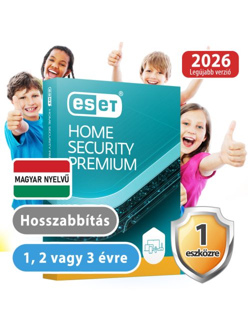 ESET Home Security Premium 1 eszközre 2 évre, hosszabbítás, 30% kedvezménnyel tanárok, diákok, nyugdíjasok, EÜ dolgozók részére