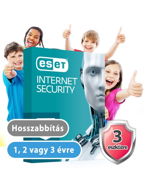 ESET Internet Security 3 eszközre (hosszabbítás) 30% kedvezménnyel tanárok, diákok, nyugdíjasok, EÜ dolgozók részére 
