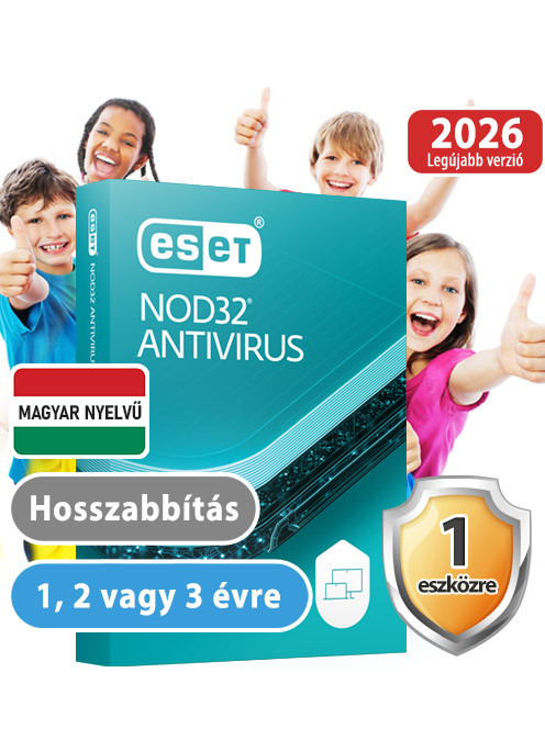 ESET NOD32 Antivrus 1 eszközre (hosszabbítás) 30% kedvezménnyel tanárok, diákok, nyugdíjasok, EÜ dolgozók részére