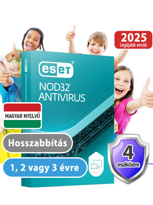 ESET NOD32 Antivrus 4 eszközre (hosszabbítás) 30% kedvezménnyel tanárok, diákok, nyugdíjasok, EÜ dolgozók részére