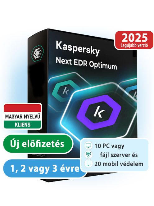 Kaspersky Next EDR Optimum 10 eszközre, 20 mobilra, 1 éves előfizetés 